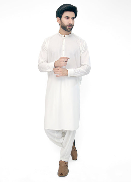 Embroidered White kameez Shalwar I White kameez Shalwar I Stylish Kameez Shalwar