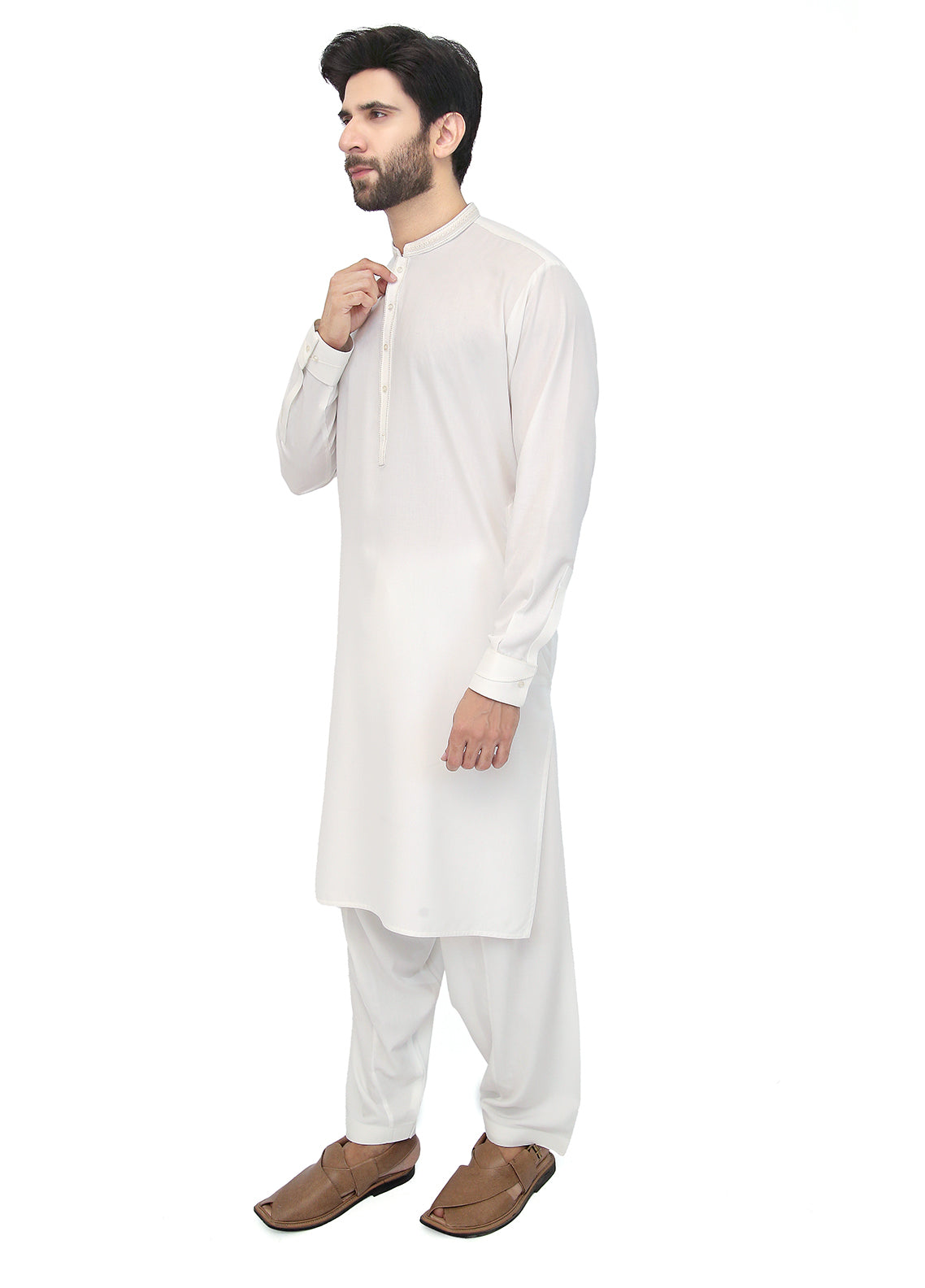 Embroidered White kameez Shalwar I White kameez Shalwar I Stylish Kameez Shalwar