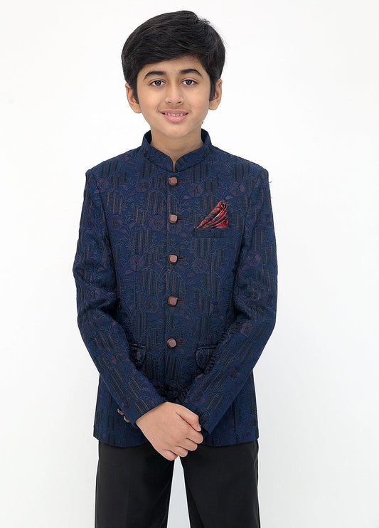 Blue embroidered princecoat for kids