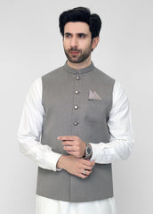 Light Grey Plain Waistcoat For Men's