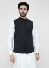 Black Hand Embroidery Waistcoat