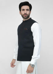 Black Hand Embroidery Waistcoat