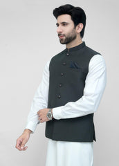 Black Plain Waistcoat For Men's
