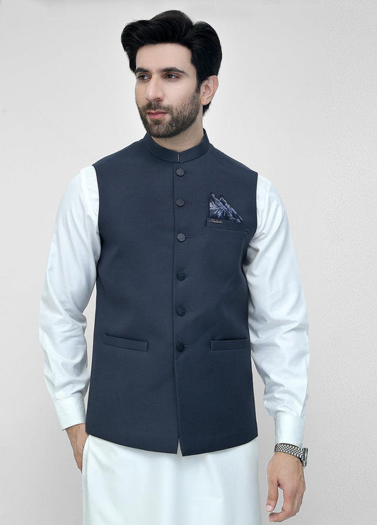 Navy Blue Plain Suiting Waistcoat