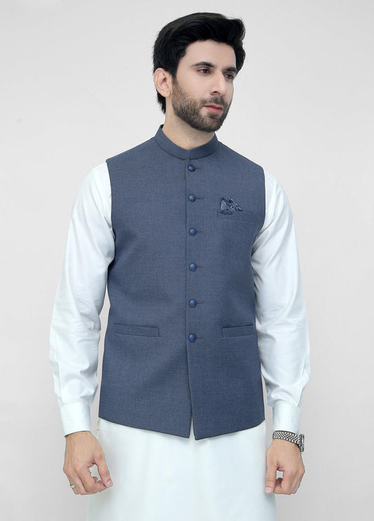 Denim Blue Waistcoat For Men's