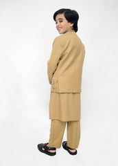 Kids Shalwar Kameez With Golden Prince Coat