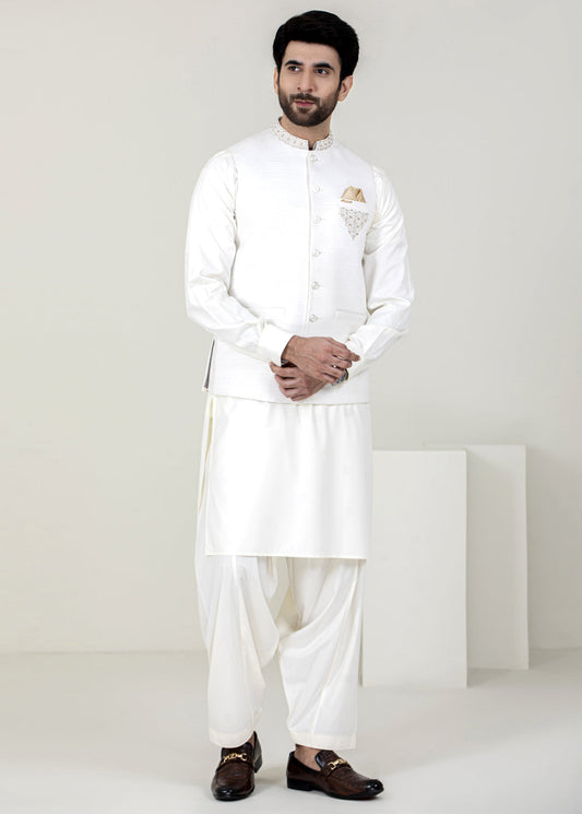 Off-White Embroidered Men's Waistcoat