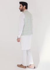 Light Blue Green Men Waistcoat