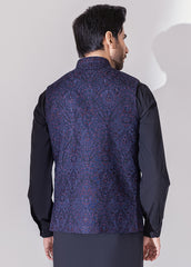 Navy Blue Full Embroidered Waistcoat