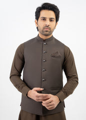 Dark Brown Plain Waistcoat For Men's