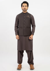 Dark Brown Plain Waistcoat For Men's