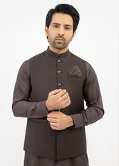 Dark Brown Plain Waistcoat For Men's