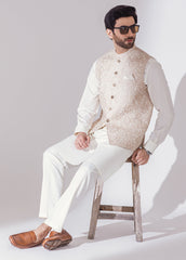 Light Fawn Full Embroidered Waistcoat
