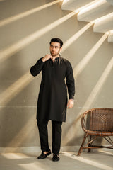 Black Embroidered Kurta Trouser C-10215