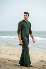 Bottle Green Embroidered Kurta Trouser FD-5061