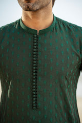 Bottle Green Embroidered Kurta Trouser FD-5061