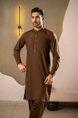 Brown Embroidered Kameez Shalwar C-10217