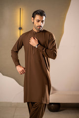 Brown Embroidered Kameez Shalwar C-10217
