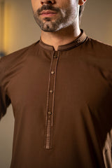 Brown Embroidered Kameez Shalwar C-10217