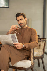 Brown Embroidered Kurta Trouser C-10207