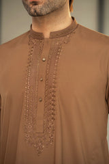 Brown Embroidered Kurta Trouser C-10207