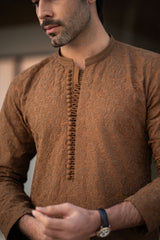 Brown Embroidered Kurta Trouser FD-5067