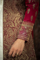 Maroon Embroidred Front Open Sherwani GS-5157
