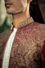 Maroon Embroidred Front Open Sherwani GS-5157