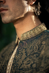 Emerald Green Embroidered Front Open Sherwani GS-5156