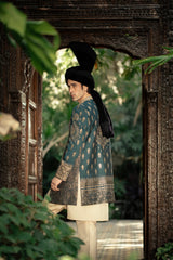 Emerald Green Embroidered Front Open Sherwani GS-5156