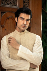 Fawn Embroidered  Waistcoat W-2985