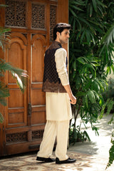 Navy Blue Embroidered Waistcoat W-3009
