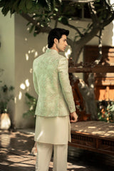 Mint Green Embroidered Prince Coat PC-569
