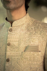 Beige Embroidered Prince Coat PC-578