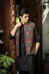 Multi-Color Embroidered  Waistcoat W-2889