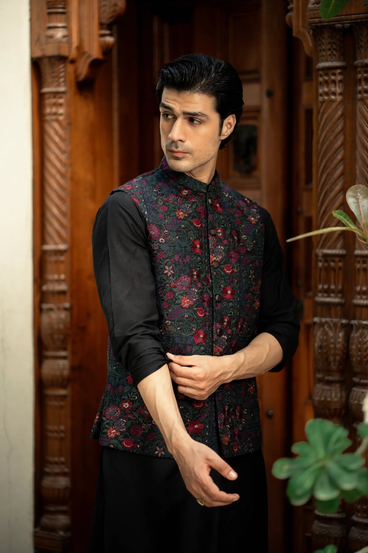 Multi-Color Embroidered Waistcoat W-2859