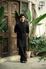 Black Embroidered Waistcoat W-2963