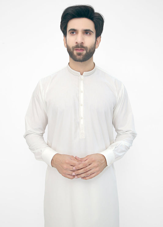 Embroidered White kameez Shalwar I White kameez Shalwar I Stylish Kameez Shalwar