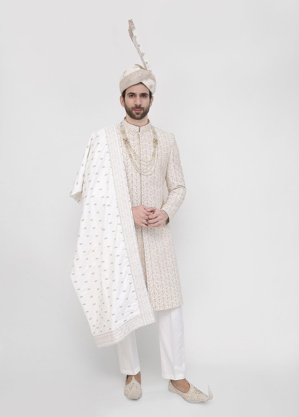 Designer White Sherwani 
