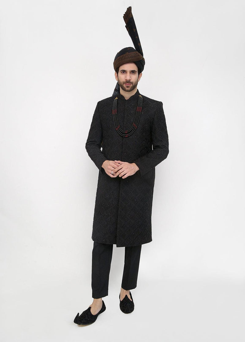 Premium Hand Work Black1 Traditional Sherwani