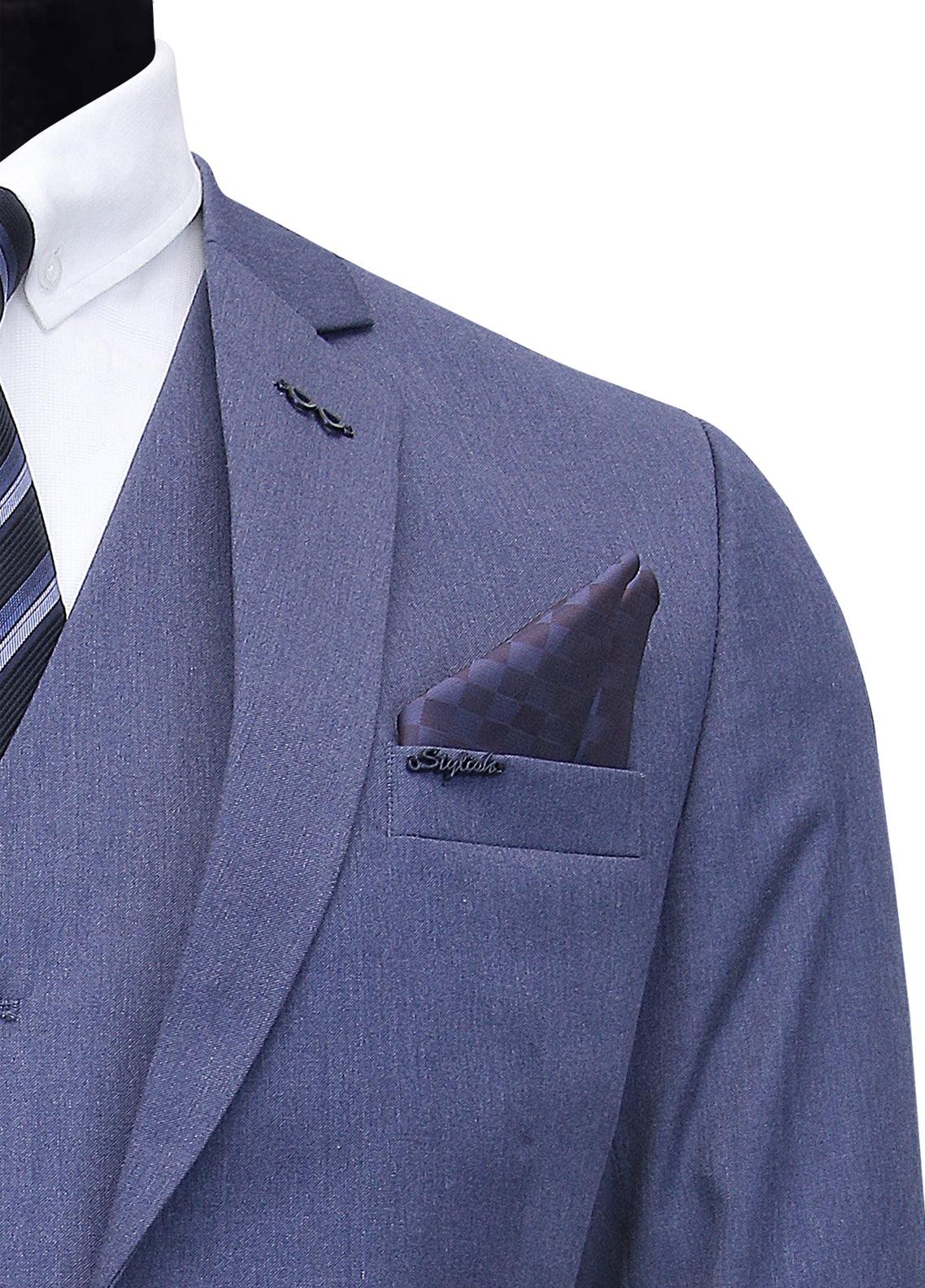 Denim Blue 3 Piece Suit for Men

