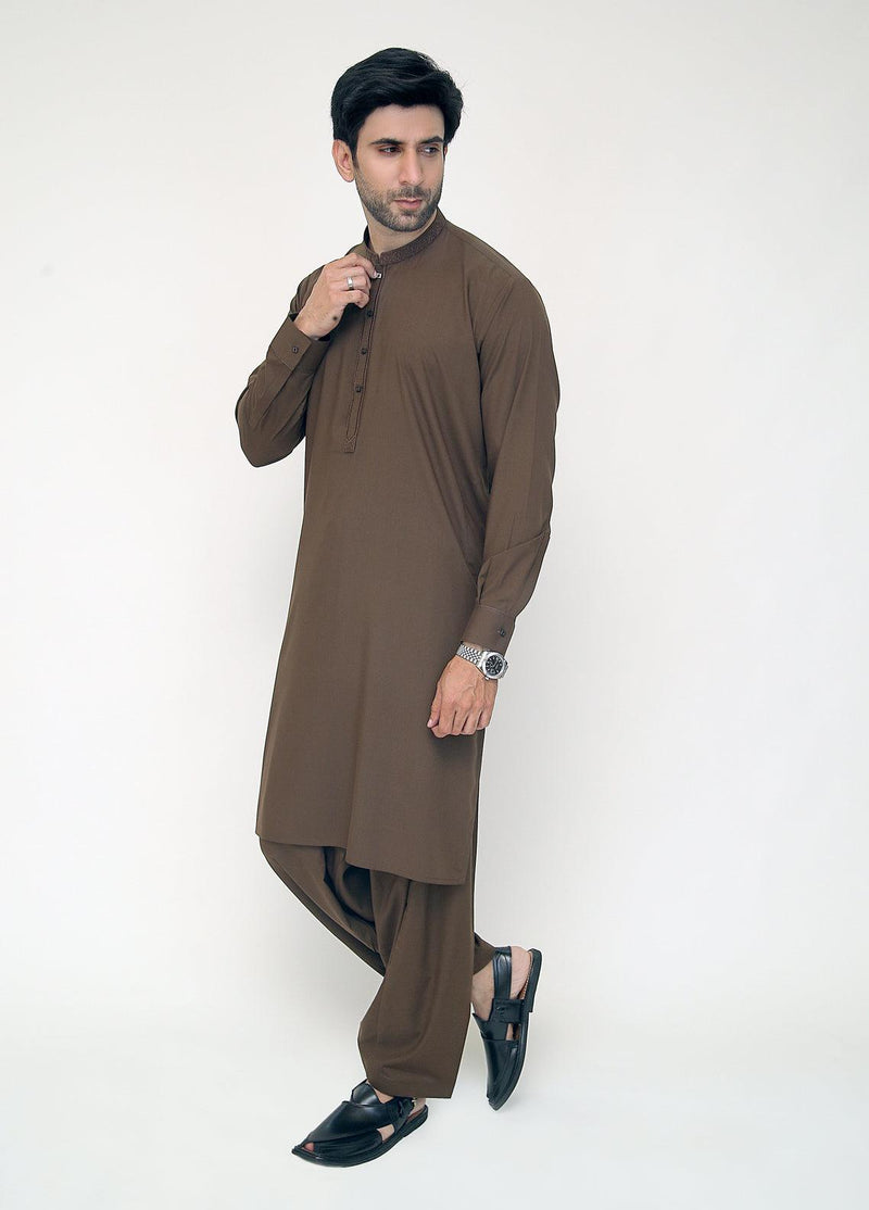 Men's Camel Brown Shalwar Kameez
