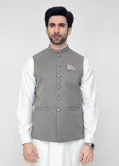 Light Grey Plain Waistcoat For Men's