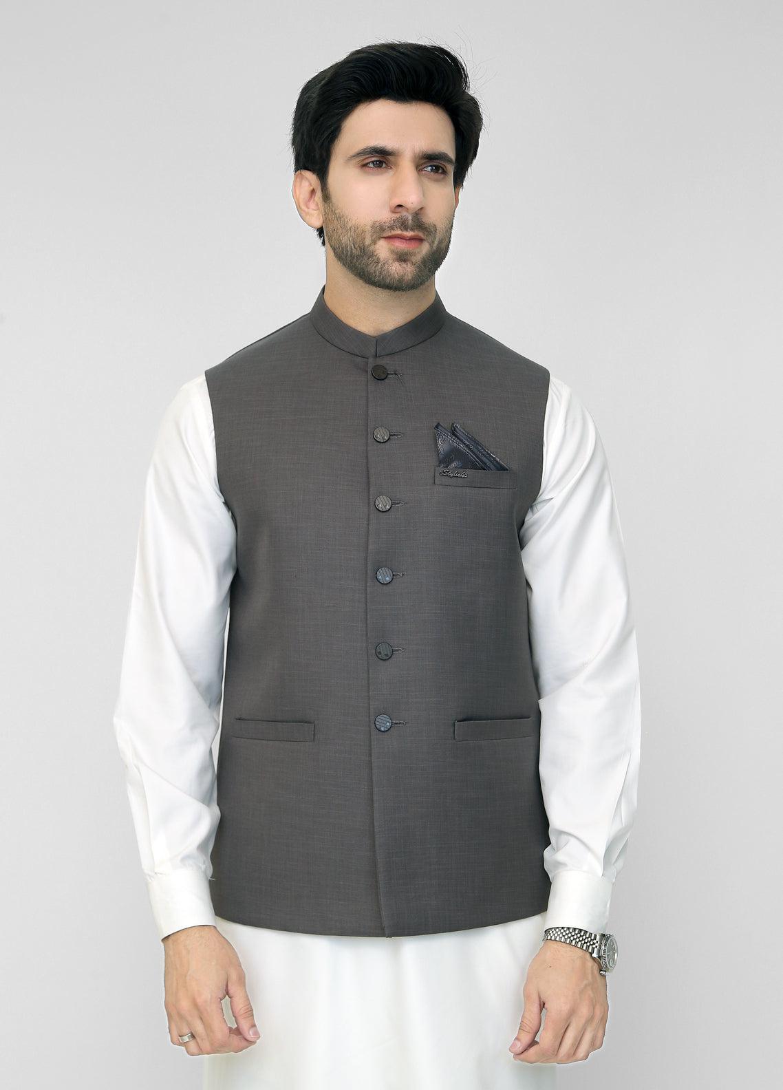 Dark Gray Waistcoat For Men's