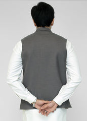 Dark Gray Waistcoat For Men's