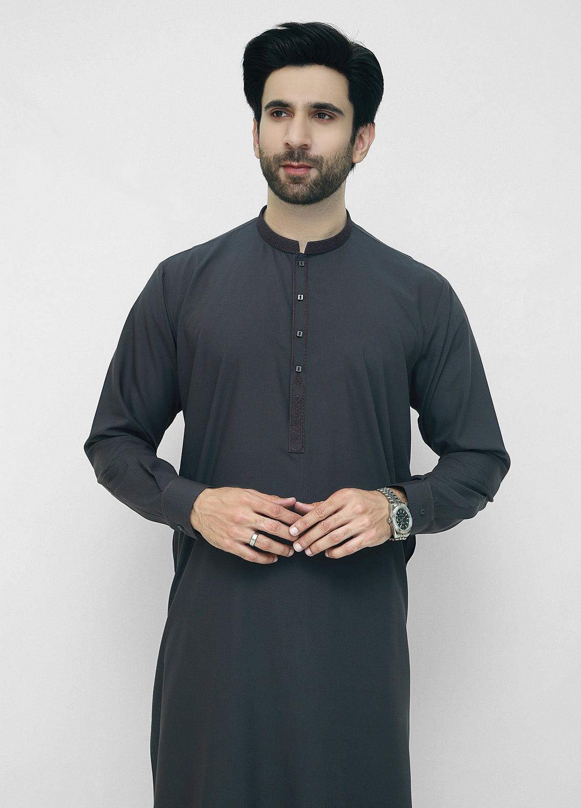 Grey Blue Men Shalwar Kameez