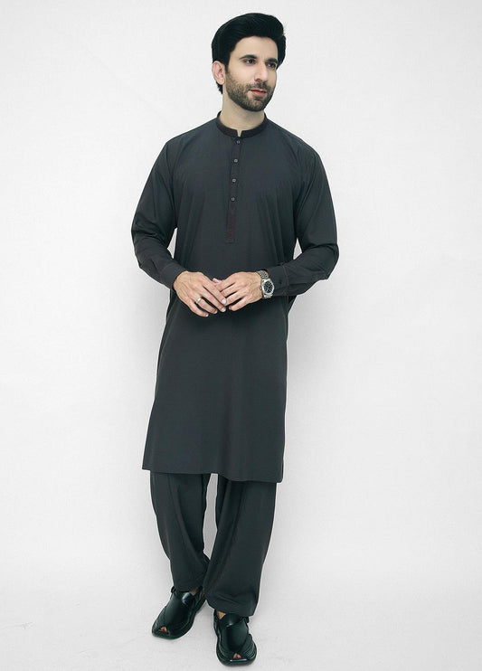 Grey Blue Men Shalwar Kameez