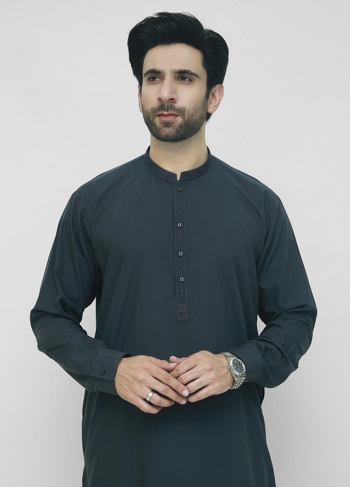 Teal Brown  Men Shalwar Kameez