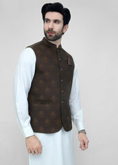 Dark Brown Banarsi Waistcoat