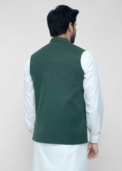 D Green Hand Embroidery Waistcoat